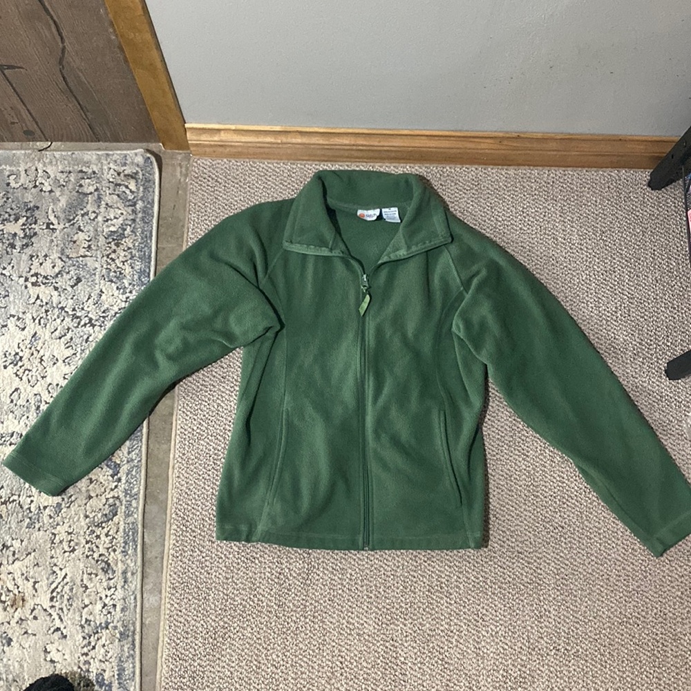 Green zip up jacket